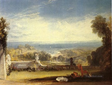 Vista desde la terraza de una villa en Niton Isle of Wight desde el boceto del paisaje Turner Pinturas al óleo